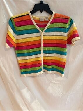 Fiorlini International Multicolor Striped Button-Front Top, S